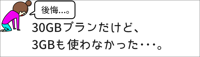 30GBプランだけど、3GBも使わなかった･･･。