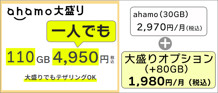 「一人でも」110GBを4,950円で利用可能。