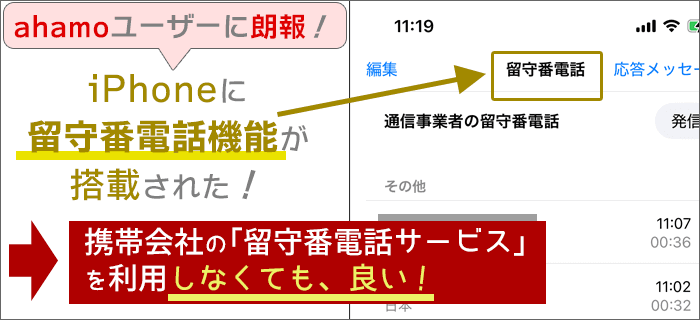 iPhoneに留守番電話機能が搭載！携帯会社の留守番電話は不要に。