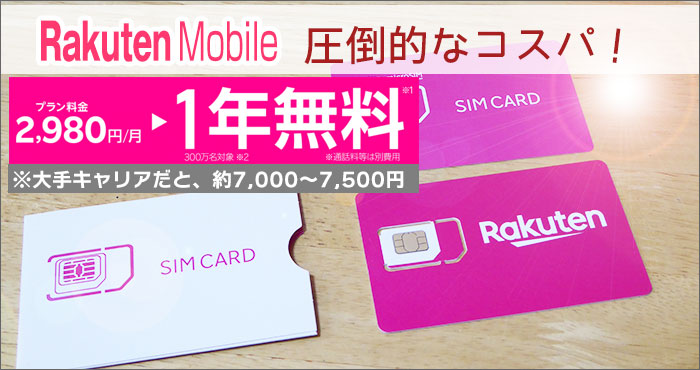大手3社より、圧倒的なコスパ!データ使い放題で2,980円。
