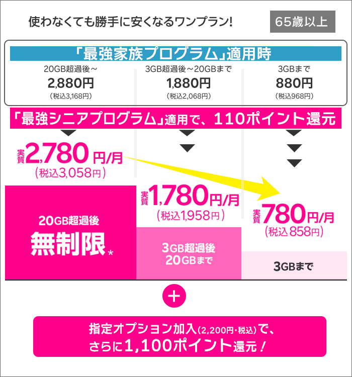 最強シニアプログラム適用後の料金