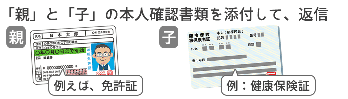 UQモバイルに、親と子供の本人確認書類を添付して返信