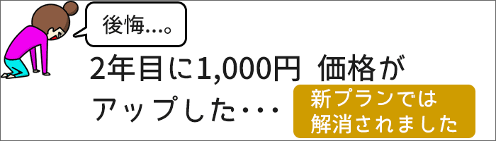 2年目に1,000円価格がアップした・・・