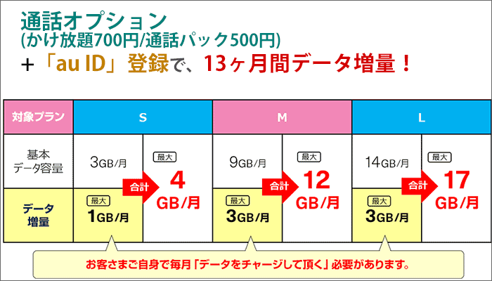 データ増量キャンペーン(13ヶ月間)