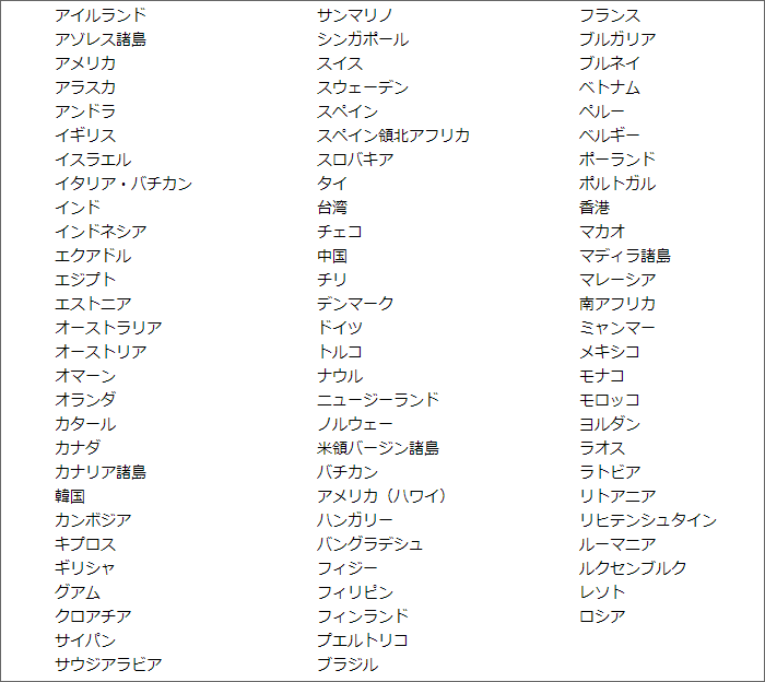 ahamoで利用できる国・地域