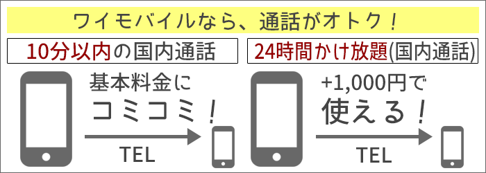 10分の通話がかけ放題!オプションで完全かけ放題も可能!