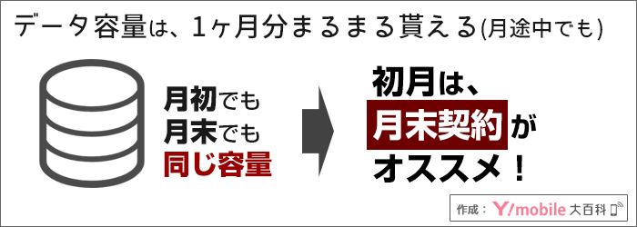 データ容量は、1ヶ月分貰える。→月末契約がオススメ!