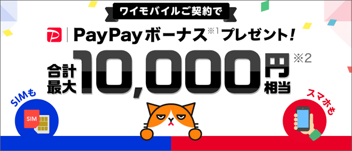 SIMのみ購入で7,000円分PayPay!