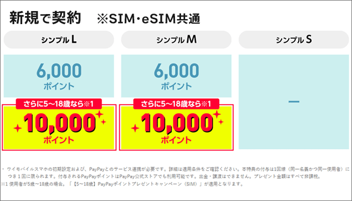 ワイモバイル公式SIM購入キャンペーン内容(新規)
